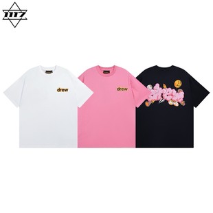 正品drew短袖涂鸦笑脸比伯t恤男女情侣潮牌纯棉圆领半袖上衣春夏
