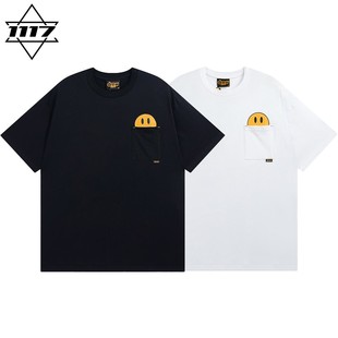 正品drew短袖口袋笑脸比伯t恤男女情侣潮牌纯棉圆领半袖上衣春夏