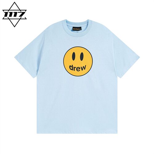 市面最顶版drew短袖冰蓝笑脸t恤