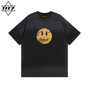 正品drew短袖破坏笑脸比伯t恤男女情侣潮牌纯棉圆领半袖上衣春夏