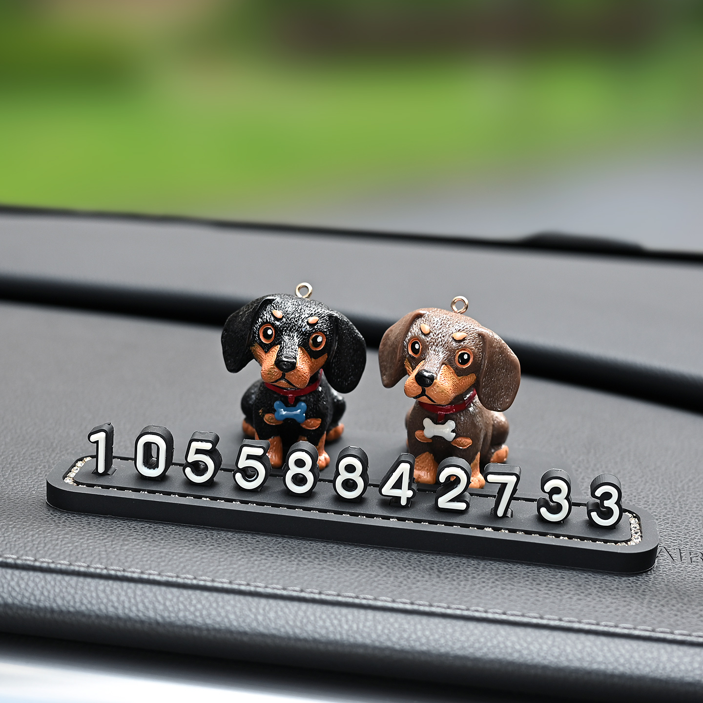 汽车专用临时停车号码牌立体式腊肠狗挪车移车电话牌车载创意摆件