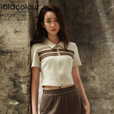 oldcolour夏季新品修身显瘦设计感气质百搭短袖T恤Q290202A1