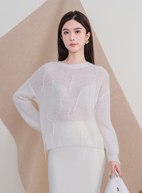 oldcolour欧珂冬时尚圆领长袖宽松纯色毛织套头衫女P460503A1-699