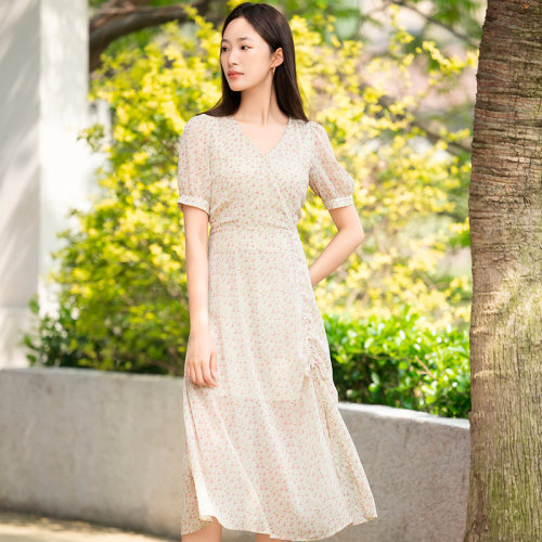 oldcolour夏季新款法式领碎花女