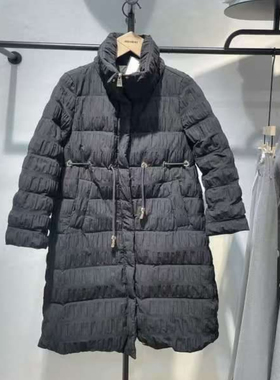 oldcolour冬季新款黑色收腰显瘦长款立领羽绒服女O42093251