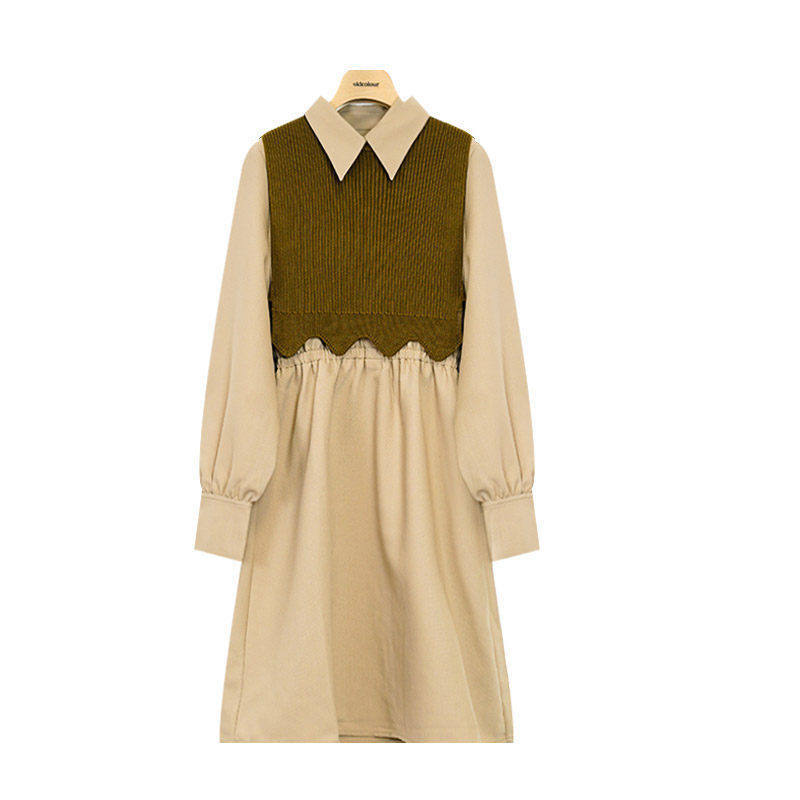 oldcolour欧珂2024春商场同款时尚两件套长袖连衣裙女Q12103187B