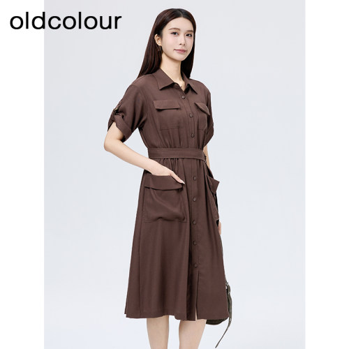 oldcolour欧珂夏季时尚通勤休闲日常直筒短袖连衣裙女SA