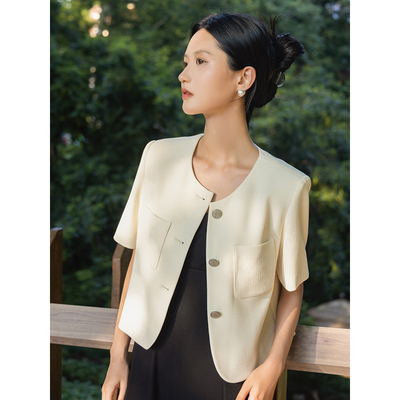 秋小香风短袖外套女高级