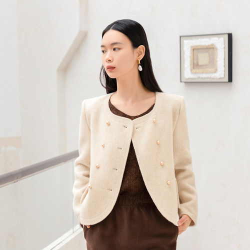 oldcolour手工呢料短外套