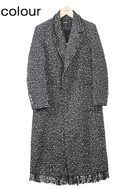 oldcolour黑色长款外套冬季新款高级感气质直筒大衣女O44153417