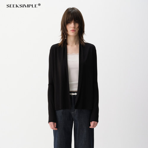 SEEKSIMPLE 堆领量感针织开衫外套D0938