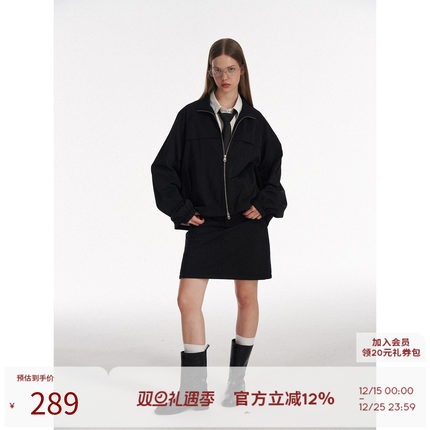 SEEKSIMPLE 自由出行 运动外套女秋季新款宽松休闲插肩袖立领夹克