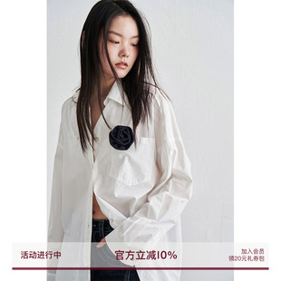 SEEKSIMPLE肩线捏褶衬衫女春装设计感小众宽松复古莫代尔衬衣长袖