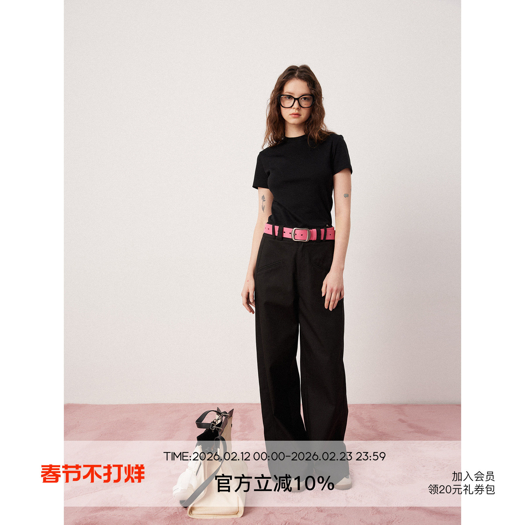 SEEKSIMPLE黑色直筒阔腿裤女高腰春秋纯棉西装裤子垂感宽松休闲裤