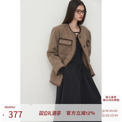 SEEKSIMPLE 爱情罗曼史 小香风外套女冬季含羊毛加厚夹棉宽松上衣