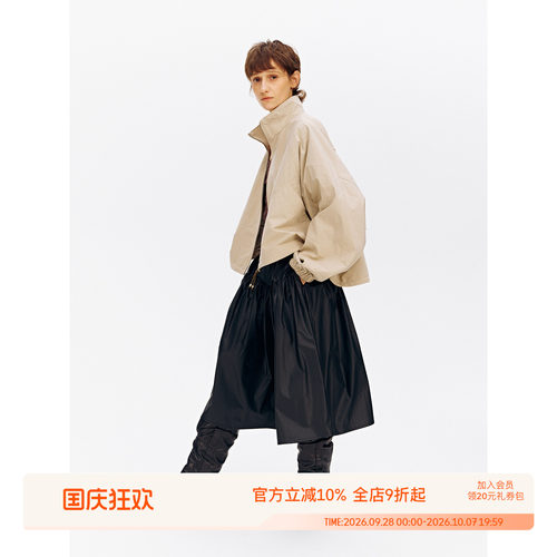 SEEKSIMPLE 微皱肌理宽松慵懒立领蝙蝠袖夹克外套D0724