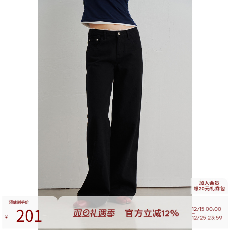 SEEKSIMPLE 比例救星 低腰牛仔裤女春季显瘦阔腿拖地裤宽松长裤子