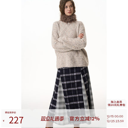 SEEKSIMPLE 慵懒假期 花纱圆领套头宽松纹理感针织毛衣女2024秋冬