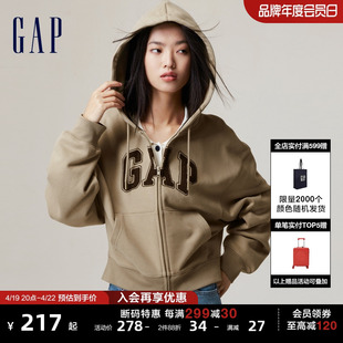 优惠 756422 断码 秋冬碳素软磨抓绒卫衣百搭短款 连帽衫 Gap女装