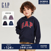 舒适上衣 Gap男女幼童春秋LOGO碳素软磨抓绒柔软运动卫衣连帽衫