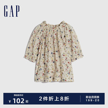 Gap女童春秋洋气花卉印花灯笼袖衬衫儿童装时髦合身上衣786963