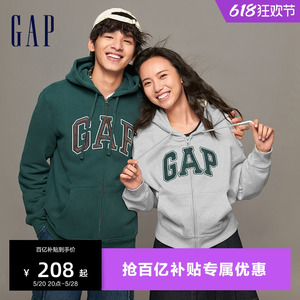 Gap男女装秋冬LOGO碳素软磨抓绒柔软运动卫衣情侣装连帽衫816853