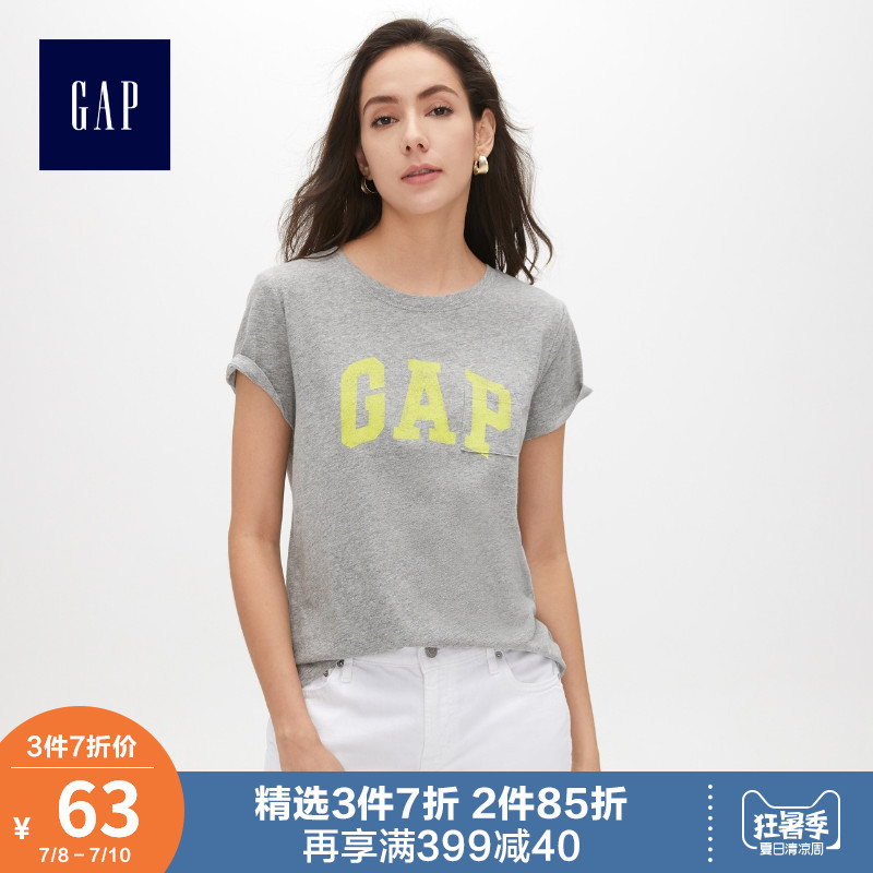 Gap女装纯棉短袖T恤夏季468983 2019新款logo休闲圆领薄款上衣女