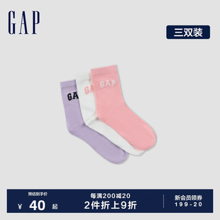 中筒袜890515 logo洋气字母撞色袜子儿童装 新款 Gap女童2024春季