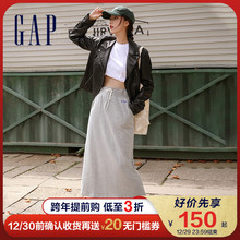 Gap女装LOGO法式圈织软半身裙736147 2021秋冬新款高腰宽松长裙图片