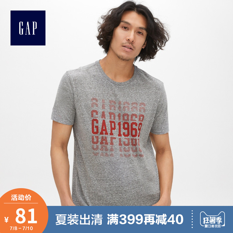 Gap男装短袖T恤打底衫夏季435869 E 2019新款男士美式logo上衣潮