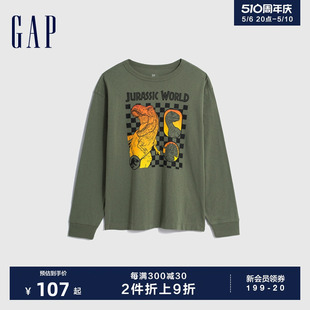 T恤儿童装 Gap男童春秋长袖 侏罗纪世界联名 洋气休闲上衣786321