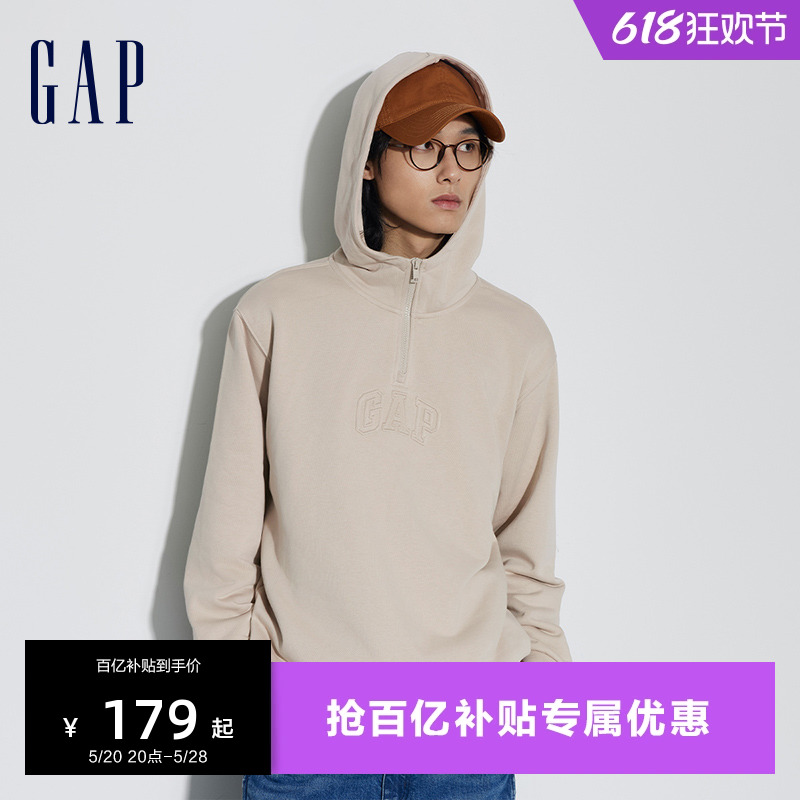 Gap男女装LOGO半高领连帽卫衣