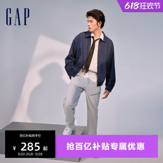 Gap男装2024春季新款拉链口袋翻领休闲夹克通勤百搭外套884844