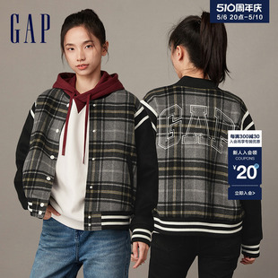 冬季 Gap女装 新款 徽标LOGO羊毛混纺学院风棒球服宽松外套841024