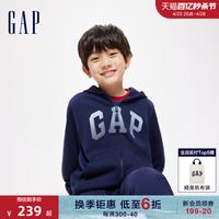 Gap男童2024春季新款LOGO刺绣宽松连帽卫衣儿童装运动外套429331