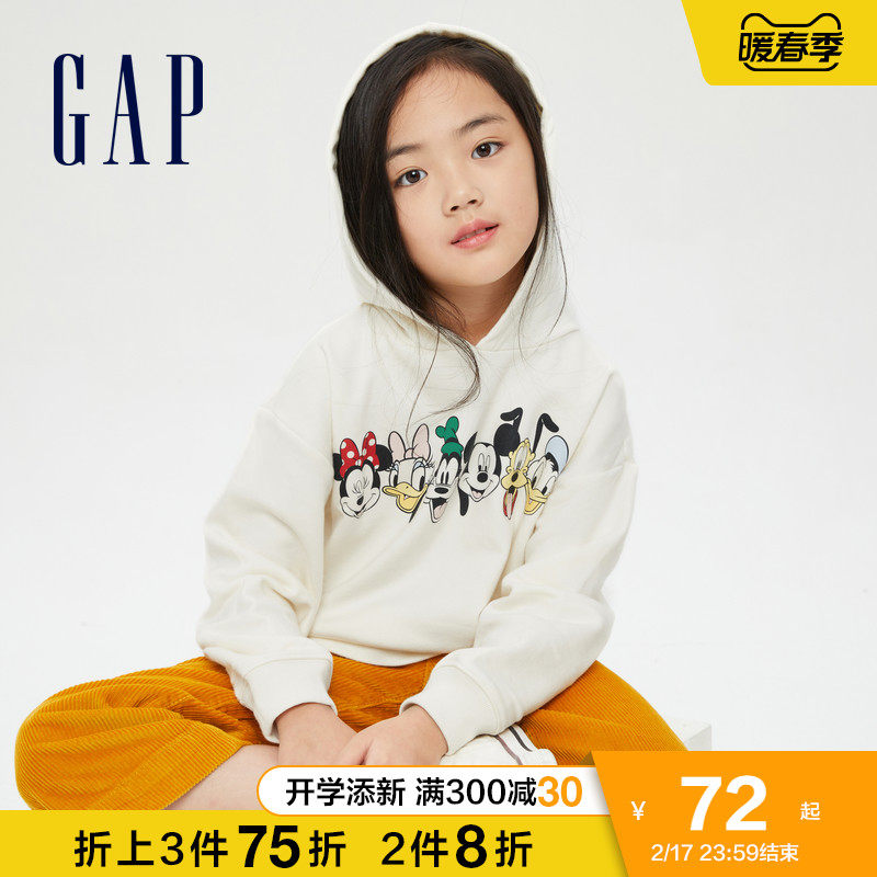 【迪士尼联名】Gap女童抓绒连帽衫777890 春季新款卡通童装卫衣潮