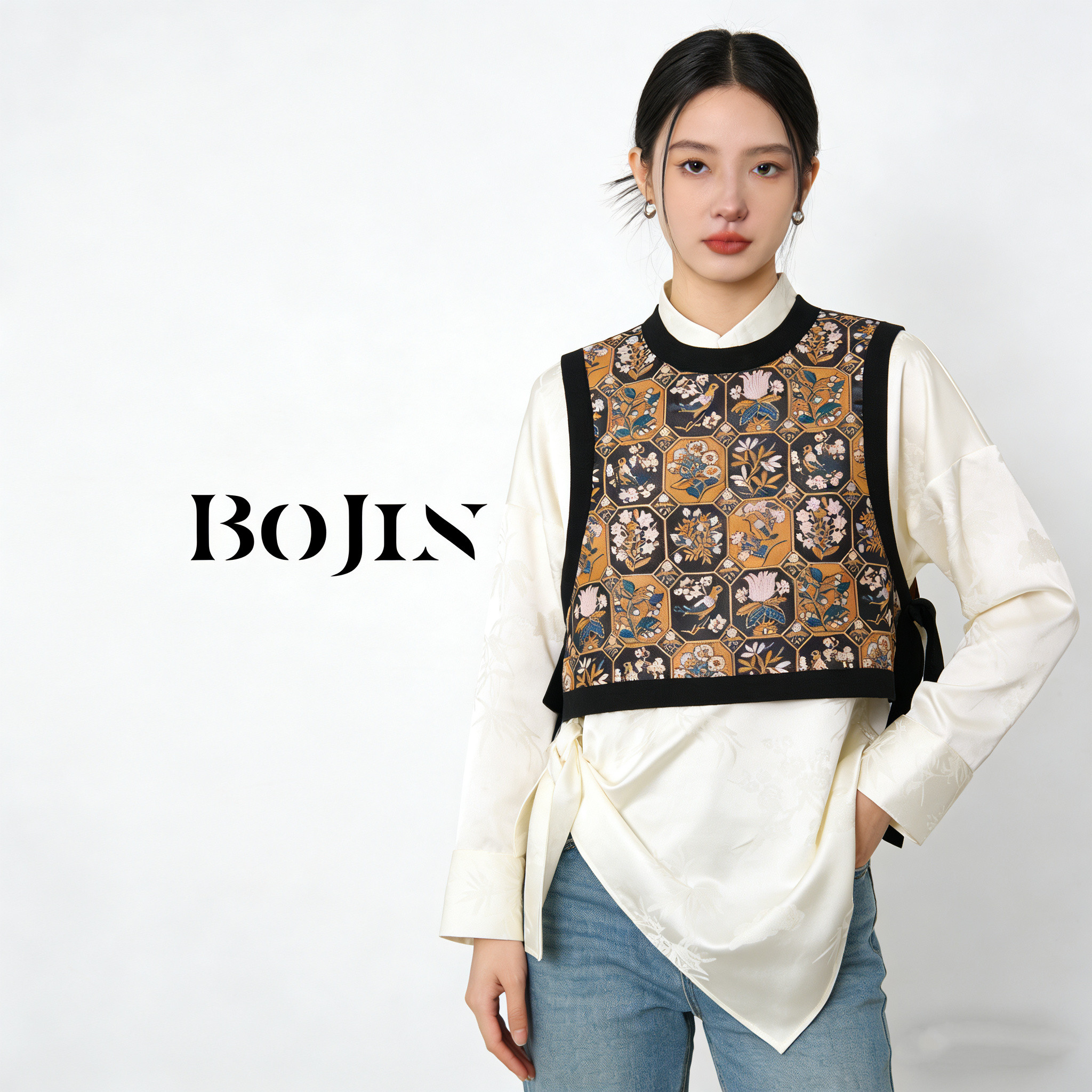 【黄鹂】原创马夹新中式国风真丝宋锦马甲老钱风女装复古提花织锦