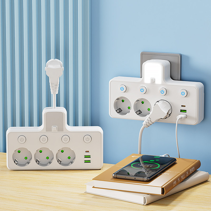 韩国法国转换器一转多USB灯插座俄罗斯德国欧标插座欧规德标插排