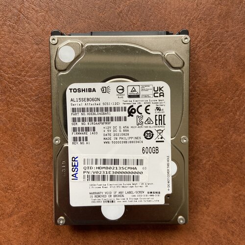 浪潮 东芝AL15SEB060N 600G SAS 2.5 12GB 原装拆机服务器硬盘