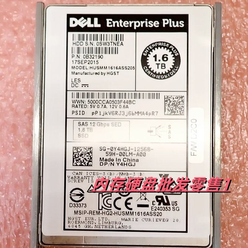 DELL HUSMM1616ASS205 存储固态 0Y4HGJ Y4HGJ 1.6T SSD SAS 12GB