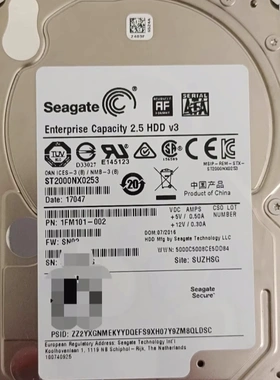 DELL希捷 ST2000NX0253 2TB 2.5寸 7.2K 128M 12GB SATA 企业级