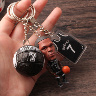 篮球球星周边杜兰特钥匙扣搪胶公仔球衣Kevin Durant 钥匙挂饰