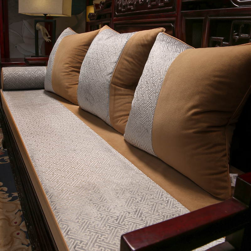 实木沙发垫带靠背新中式红木椅子坐垫毛绒定制高档沙发海绵垫防滑