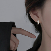 999纯银贝壳耳钉轻奢简约精致耳环女小众设计高级感耳饰 巷南