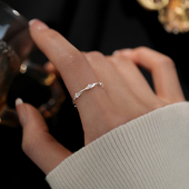 999纯银四芒星戒指小众轻奢素圈开口戒女款 巷南 食指戒高级感