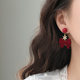 巷南 925银蝴蝶结耳环红色2026马年本命年耳钉新年过年女耳饰
