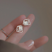 2026爆款 999纯银几何耳钉新款 轻奢女耳环高级感小众耳饰 巷南