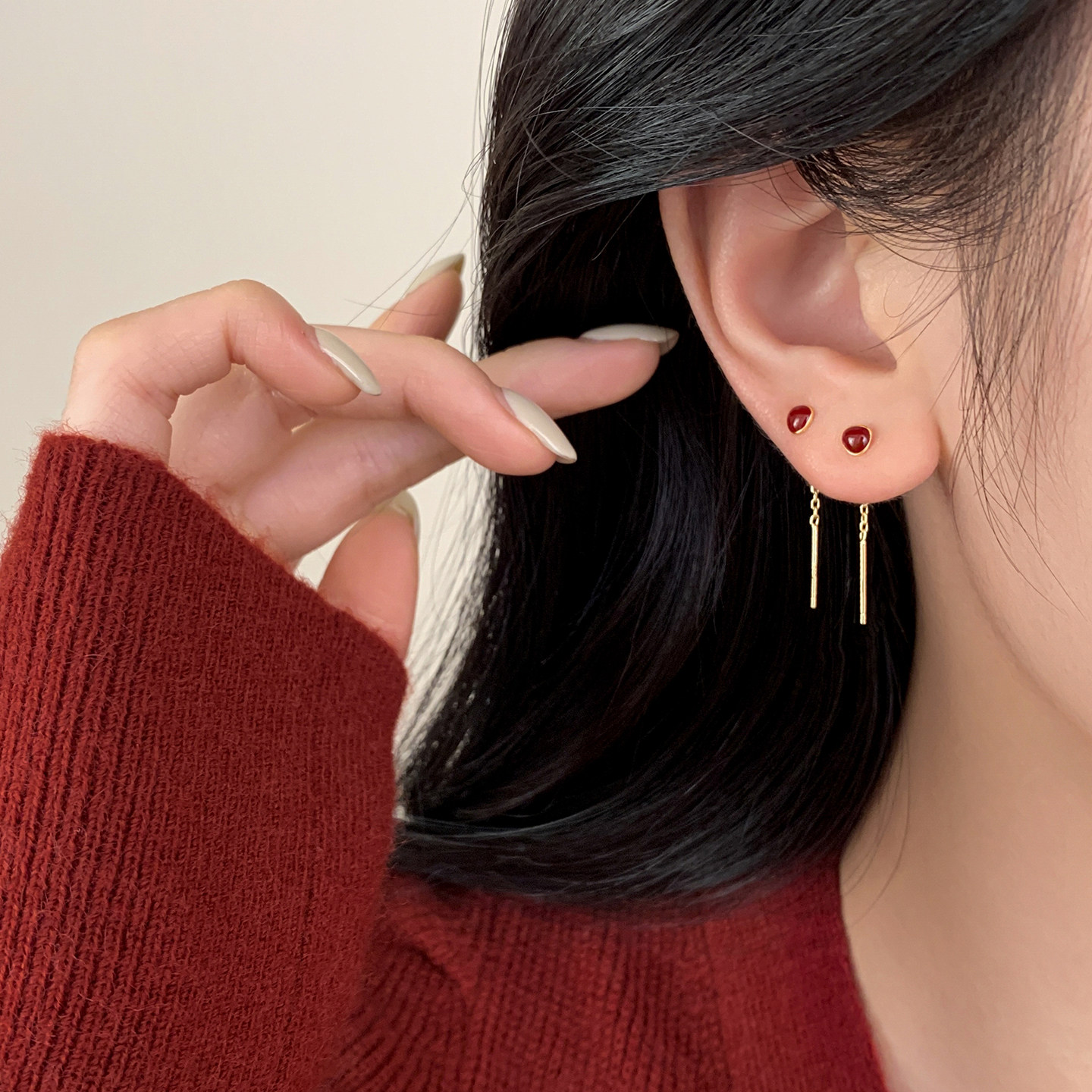 【巷南】925纯银红豆耳线高级耳钉2026马过新年耳环本命年女耳饰,饰品/流行首饰/时尚饰品新,耳线,淘宝优惠券,粉丝福利购,淘宝优惠卷