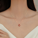 红玛瑙锁骨链高级女颈链 99纯银四叶草项链轻奢2025新爆款 巷南