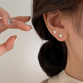 睡觉免摘耳环耳饰 爆款 巷南 999纯银蝴蝶耳钉养耳洞女2025新款